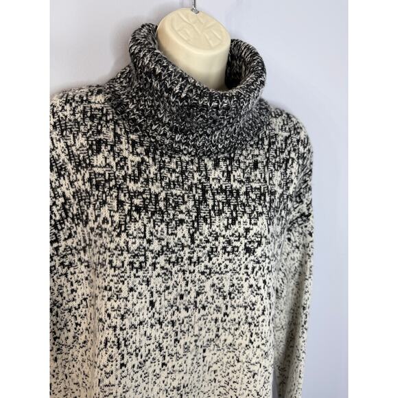 Athleta Marled Black Cream Cashmere Wool Blend Turtleneck Sweater Sz S - Picture 3 of 12